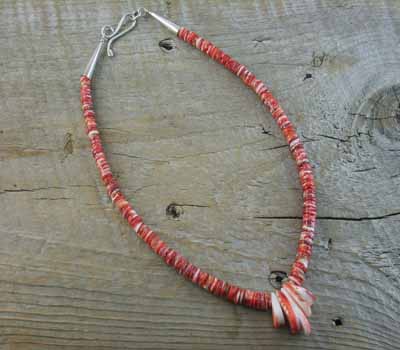 Native American Jewelry -Red Spiney Oyster Necklace